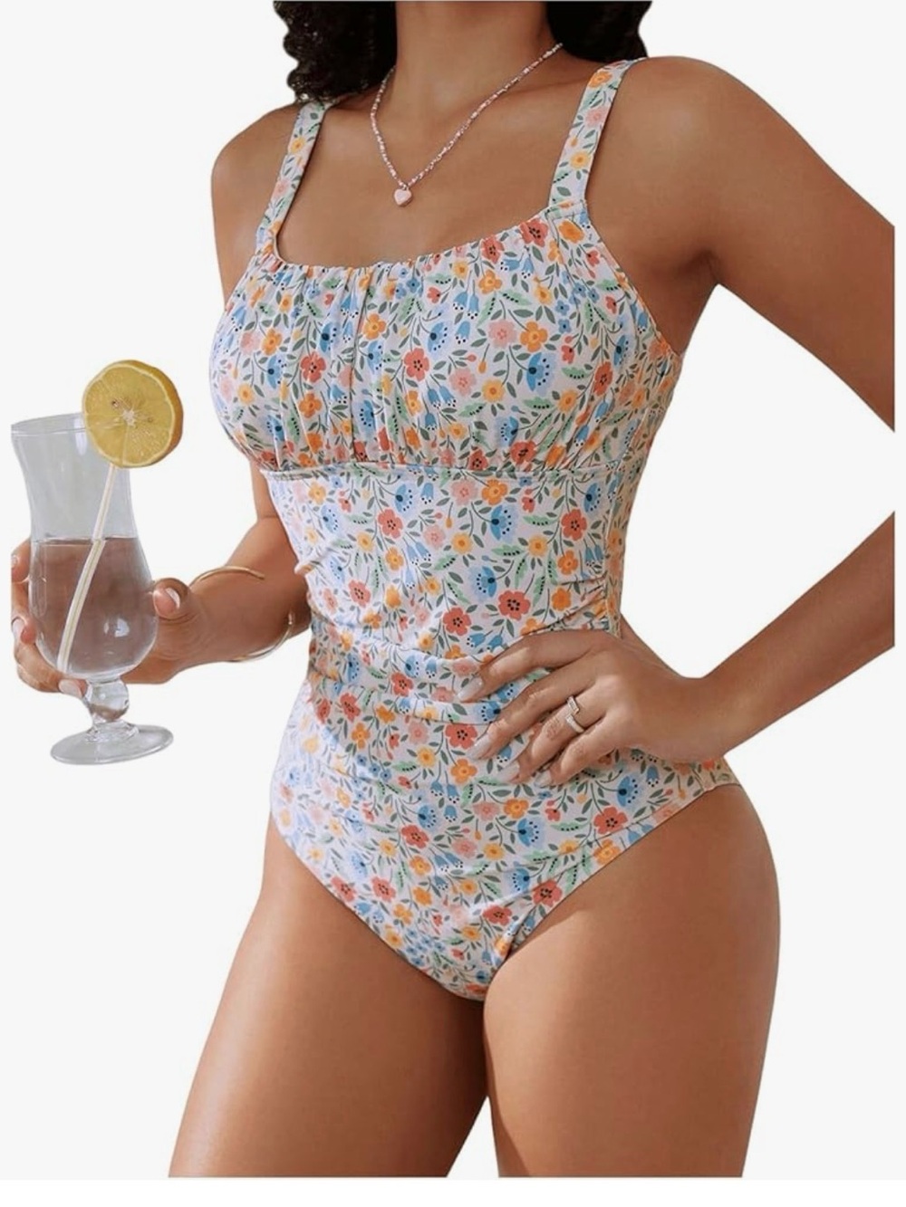 Pastel Floral One-Piece Swimsuit with Multicolor Blooms